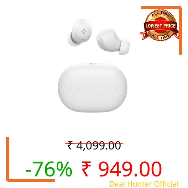 Spigen Audio Newly Launched SA-TW P10 True Wireless in Ear Earbuds with 30H Playtime, Upto 40dB 4 Multi-Mode ANC Pro, EQ Customizing App, 6-MIC, Gaming Mode, 10mm Driver, IPX4 - White