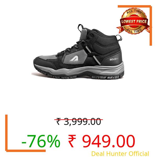 Boldfit Trekking Shoes for Man Outdoor Hiking Shoes for Man High Neck Footwear for Men Anti Skid Trekking Boots Water Repellent for Men Breathable Hiking Boots Riding Shoe for Bikers laceup Biker shoe