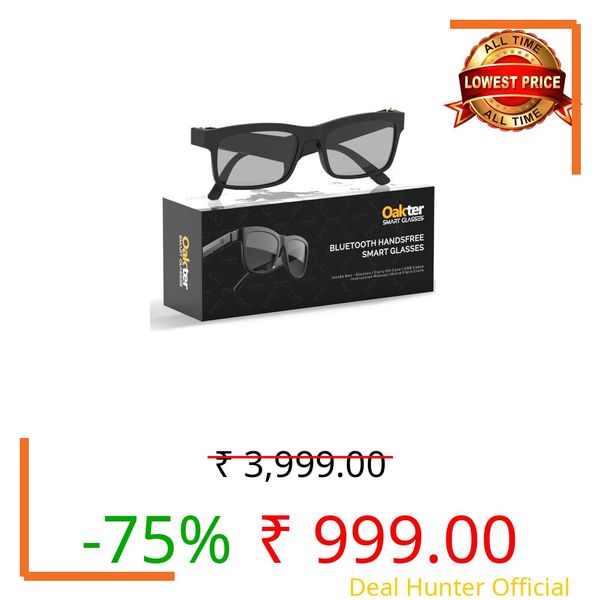 OAKTER Smart Glasses with Wireless Bluetooth | Hands-Free Calling | Open Ear Music | Sport Headset | Intelligent Eyewear | Connect with Your Mobile/Tablet | Black