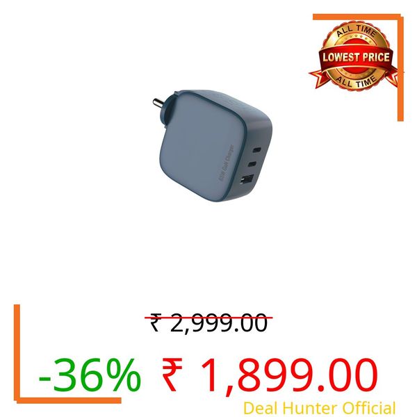 DeperAI 65W 3-in-1 Fast Charger Adapter[MFi-Certified], Compatible with iPhone, Samsung, Realme, Redmi, Android, Oppo, Vivo, and Others, Wall Adapter GaN III PD3.0, Supports UFCS, Wrap (Blue)