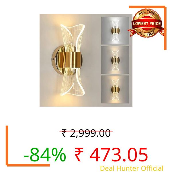 kinis Acrylic 10Watt Curvy Style 3 Color(WH/WW/NW) LED Wall Light for Living Room, Home Lamps for Bedroom,LED Wall Scone for Decoration, Decor Lamp for Home Wall, LED Wall Lamp