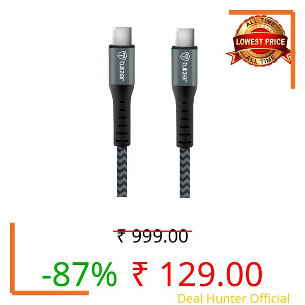 Tukzer Fast Charging USB C to USB C 100W 480 Mpbs Data Sync Nylon Braided Cable with EMark Chip for SamsungS24/S23 Ultra,Flip,Fold 5G,iPhone 16,15,Pro/Max,Macbook,iPad,Laptops,One+(Black+Grey–1.2M)