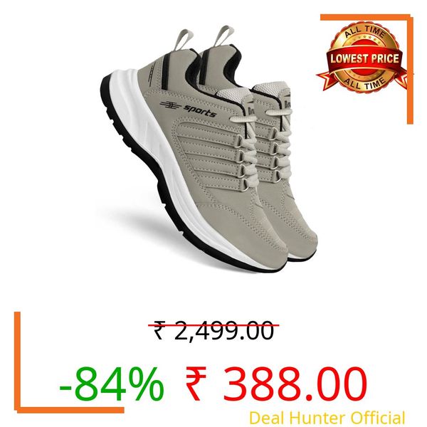 BRUTON EVA Lite Sport Shoes Running Shoes for Men- Grey, UK 10