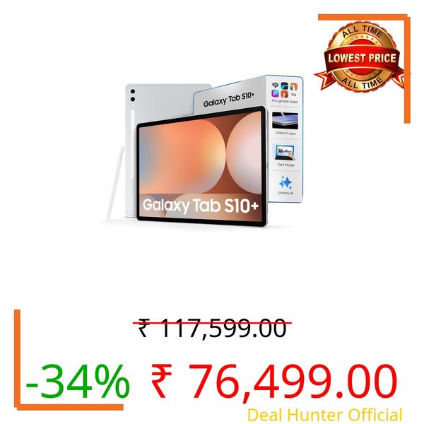 Samsung Galaxy Tab S10 Plus [Smartchoice], S Pen in-Box, 31.5 cm (12.4 inch) Dynamic AMOLED 2X Display, 12 GB RAM, 256 GB Storage, Wi-Fi + 5G Tablet, Platinum Silver