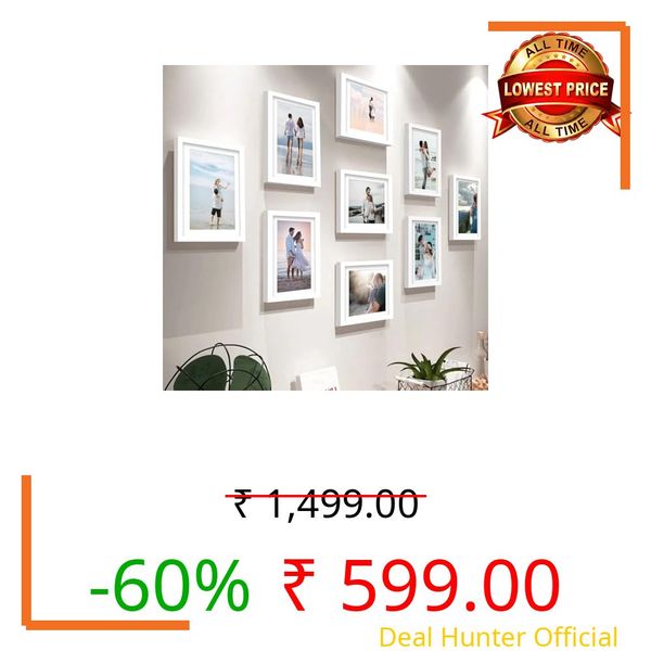 Stuthi Arts Wall-Mounted Photo Frame Set, Multiple Frames for Family Memories, Set of 9 Picture Frames, 6X8 inch (White)