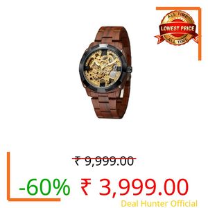 Gute Men's Watch Retro Mechanical Skeleton AutomaticWatch, Luminous Hands, Stainless Steel Band, Men's Skeleton Self-Wind Automatic Wrist Watches, Brown