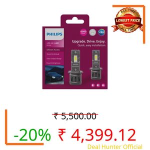 Philips Ultinon Access LED car headlight bulb (H3), ultra-compact direct-fit, 80%, 6000K, set of 2