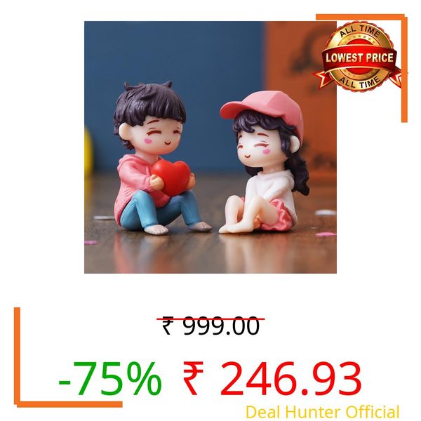 eCraftIndia Valentine Gift for Girlfriend Boyfriend Plastic Miniature Cute Romantic Couple Statue Boy Giving Heart to Girl Showpiece Valentine Day Gift for Husband Wife Her Valentines Decoration Item