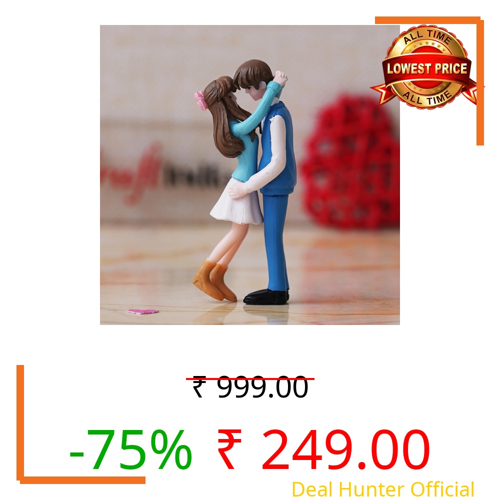 eCraftIndia Romantic Hugging Couple Statue Decorative Showpiece - Valentine Gift for Girlfriend, Boyfriend, Husband, Wife (Polyresin, Multicolor)