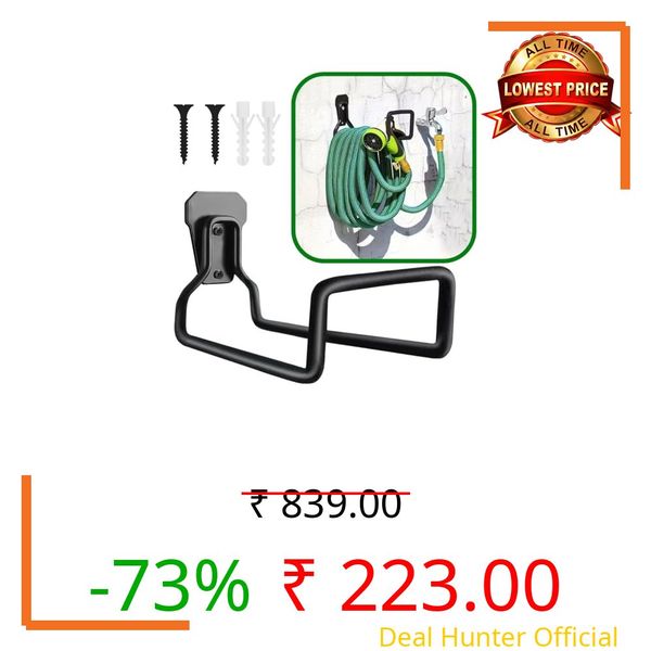 ecofynd Garden Hose Hanger, Heavy Duty Wall Mounted Watering Hose Holders, Portable Irrigation Hose Hanger, Garden Pipe Holder Hook (HOSE005-BLK)