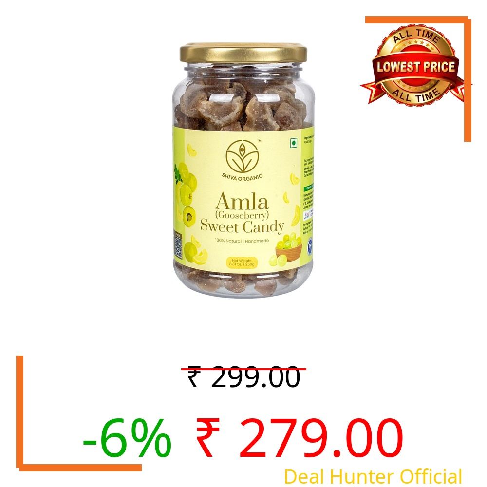 Shiva Organic Dried Amla Sweet Candy - 250 g | Sweetened Naturally