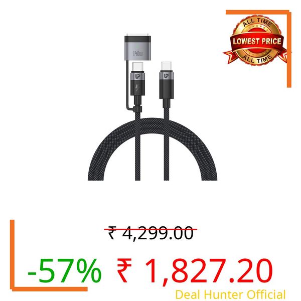 ULTRAPROLINK NyloKev 240W USB C-C Cable for Laptops & Phones|140W Mag3 Magnetic Wire for Macbook Pro 14”/16”|2m-6.56ft Nylon Tangle Free Cable|UL1193BLK-0200|Black