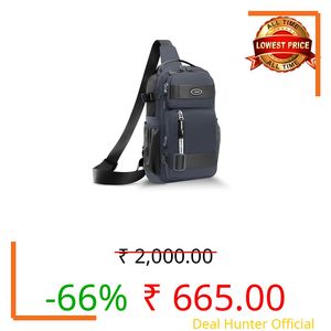 CARRY TRIP Small 8L Backpack for Men, Crossbody Sling Bag for Travel, Cycling, Hiking – Shoulder Bag with 1 Compartment, 4 Zipper Pockets & Bottle Holder, Waterproof Business & Casual Daypack (Blue)