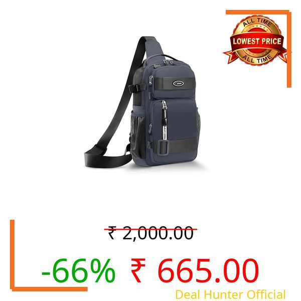 CARRY TRIP Small 8L Backpack for Men, Crossbody Sling Bag for Travel, Cycling, Hiking – Shoulder Bag with 1 Compartment, 4 Zipper Pockets & Bottle Holder, Waterproof Business & Casual Daypack (Blue)