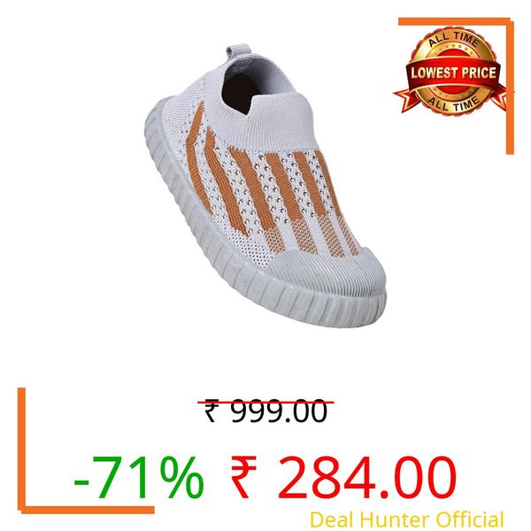 KLAUFF Casual Slip on Shoes for 18 Month 2 Years 2.5 Years 3 Years 3.5 Years 4 Years to 4.5 Years Kids Boys & Girls_Super Gr_Shoe_4-4.5 Grey