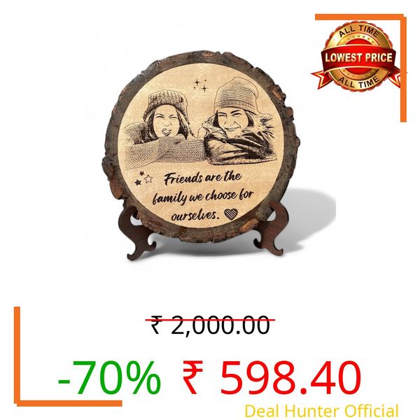 GIFTORA Personalized Round Wooden Photo Frame | Customized with Photo & Caption for Home Decor | Perfect for Special Occasions Anniversaries, Birthdays, and Celebrating Special Memories