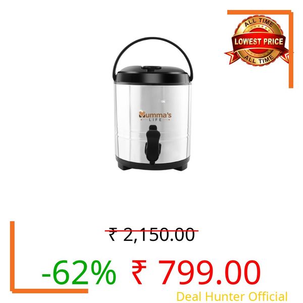 Mumma's LIFE Royal Stainless Steel Water Storage Containers | 2100ml | Vacuum Insulated Water Dispenser for Home | Water Camper/Jug | Multi Purpose Beverage Storage