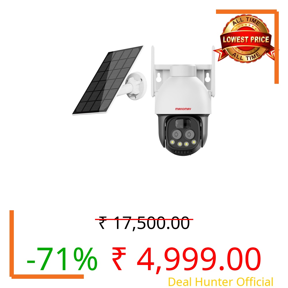 MANOMAY 4G Sim 10x Zoom Dual Lens 3Mp (8mm & 4mm) Solar Powered CCTV Outdoor Security Camera with Solar Panel Built-in Battery | Surveillance for Agriculture | Remote Area | Construction Site