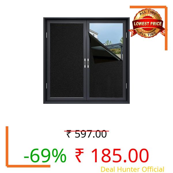 WOO Home Frosted Glass Window Film & Stickers (24 X 36 Inchs) Privacy Window Cover for Home & Office - Easy Apply, UV Protection, Removable Decorative Film (Blackout Black 2 X 3 SQFT)
