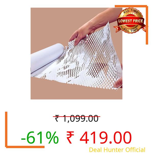 Pack8neo Honeycomb Sustainable Paper Packaging Roll)|Eco-Friendly White paper bubble wrap cushioning for Packing,Shipping |Expandable upto 40-50%, (2, 10M X 15")