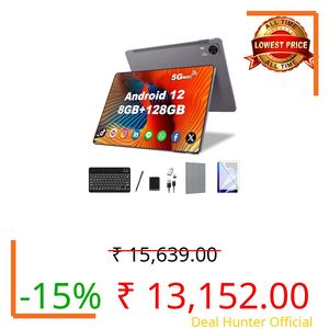 10.1" Android Tablet, 8GB RAM, 128GB Storage, Android 12 Oct-core Processor, 5 Million + 13 Million Dual Cameras, WiFi Bluetooth 1TB IPS Extended Full HD Display,