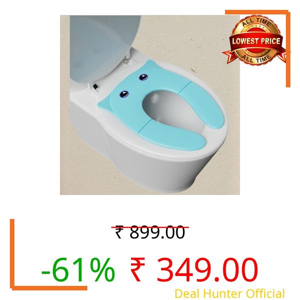 Kepzell Potty Training Seat Portable foldable Toilet Seat for travel with carry bag | Non Slip Silicone Pads with splash guard Reusable for Kids Toddlers Boys Girls. (Blue)