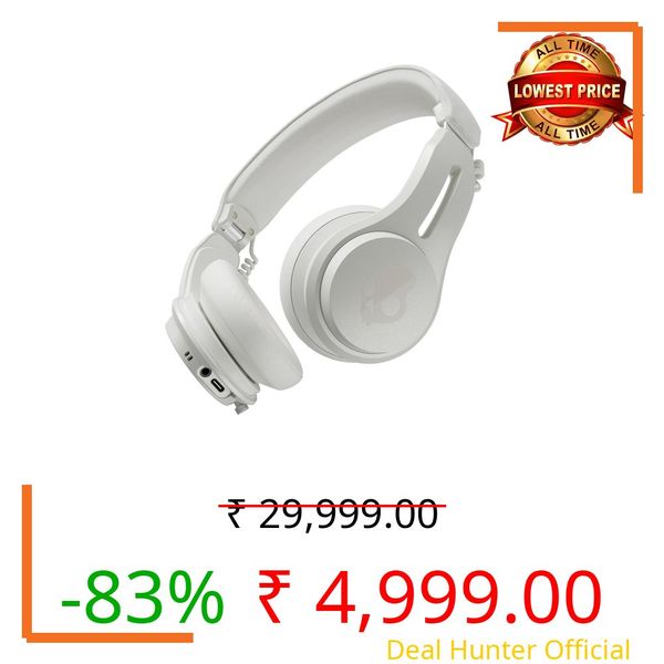 Skullcandy Icon ANC On-Ear Wireless Bluetooth Headphones - Active Noise Cancelling, 97.5dB 60Hr Battery + Rapid Charge, Mic, Stay-Aware Mode, iOS & Android – Bone