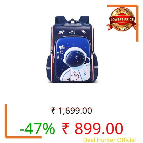LATIQ MART Kids School Bag Astronaut Design Nursery Preschool Cartoon Cute Stylish Waterproof Backpack For Teenager Shoulder Bags for Girls And Boys Birthday Gift 6-12 Years (Blue)