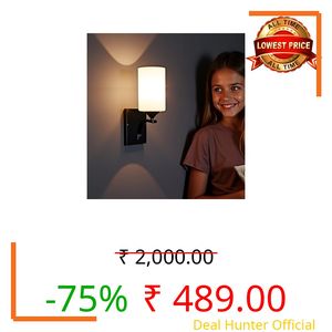 BrightLyt Modern Wall Light for Bedroom, Wall Lamp for Living Room, Kitchen, Offices, Gallery, Offices Wall Lamps for Home Decoration and Cafe Wall Light. (Metal & Glass)