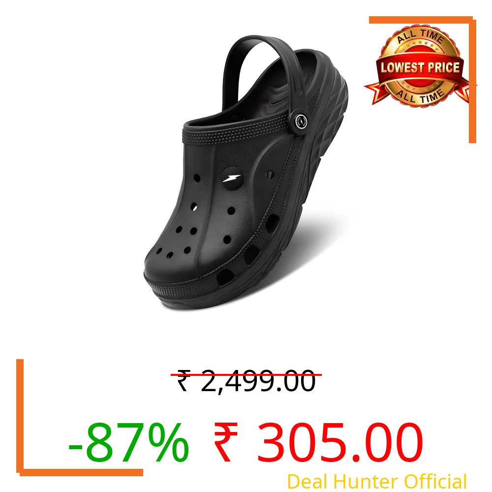 BRUTON Extra Soft Men's Classic Casual Sandals/Clogs Adjustable Back Strap | Lightweight | Stylish & Non-Slip | Waterproof & Everyday Mules for Men & Boys - UK 9 Black