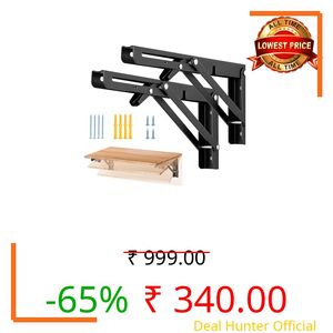 TROVEXX Folding Shelf Brackets - Heavy Duty Metal Collapsible Shelf Bracket for Bench Table, Shelf Hinge Wall Mounted Space Saving DIY Bracket, Max Load: 150 lb 2 PCS (12 Inch)