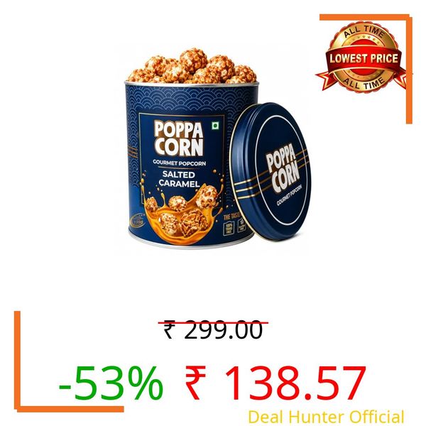 POPPACORN Salted Caramel Gourmet Popcorn, 130g Tin Pack
