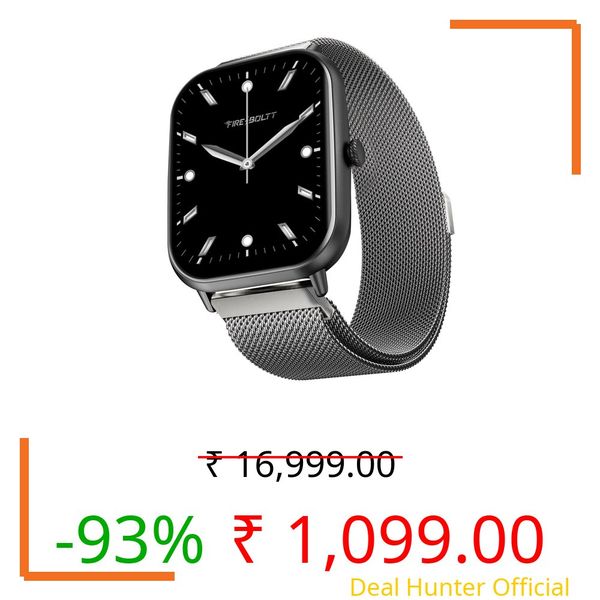 Fire-Boltt Ninja Call Pro Max Ultra Bluetooth Calling Smart Watch, 2.01" HD Display, 120+ Sports Modes, Health Suite, AI Voice Assistance, SpO2 Smartwatch for Men & Women - Silver Link