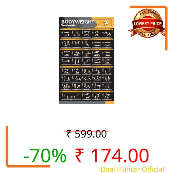 PIXELARTZ Wall Poster Motivational Bodyweight Workout and Exercises Illustrations Bodybuilding Gym Posters HD Quality Posters for Home, Office, Room, Gym Wall