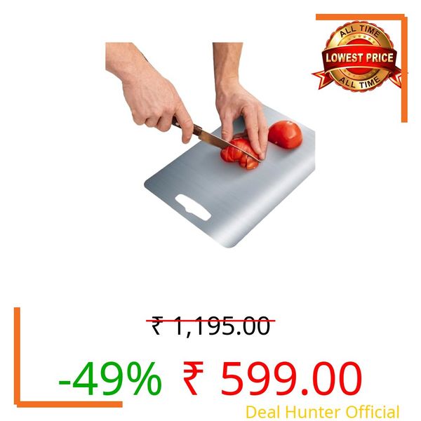 Jaypee Plus Kitchen-X Rectangle 304 Stainless Steel Chopping Board for Fruits and Vegetable with Handle Grip and Ergonomic Hanger for Kitchen 50 x 31 cm