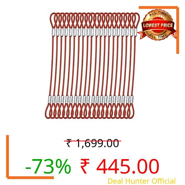 TEELLON 2-Feet (6-Pack) Heavy-Duty Pot Hanging Wire Rope Extension Cable for Hanging Pots Plants Flower Basket Multipurpose Hangers for Indoor/Outdoor Balcony Garden Lights/Lamps (5MM-Thick, Red)