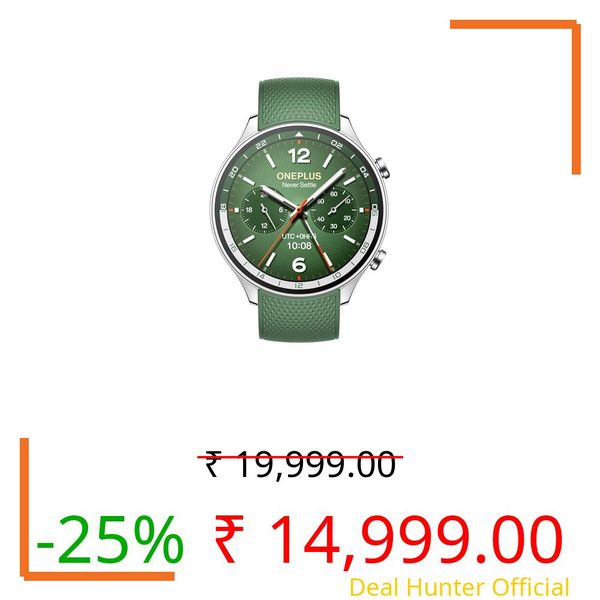 OnePlus Watch 2R with Wear OS 4 by Google,Snapdragon W5 Chipset,Upto 100hrs Battery Life,1.43’’ AMOLED Display,100+ Sports Mode,Dual Frequency GPS,5 ATM,IP68 & BT Calling [Forest Green]