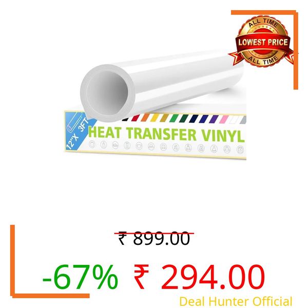Heat Transfer Vinyl Roll 10in x 9 ft - HTV Iron-On Vinyl for T-Shirts, Easy Cut & Weed, Compatible with All Craft Cutters, Durable & Stretchable Fabric Transfer, Bright & Vivid Colors, Machine Wash Safe htv PU white