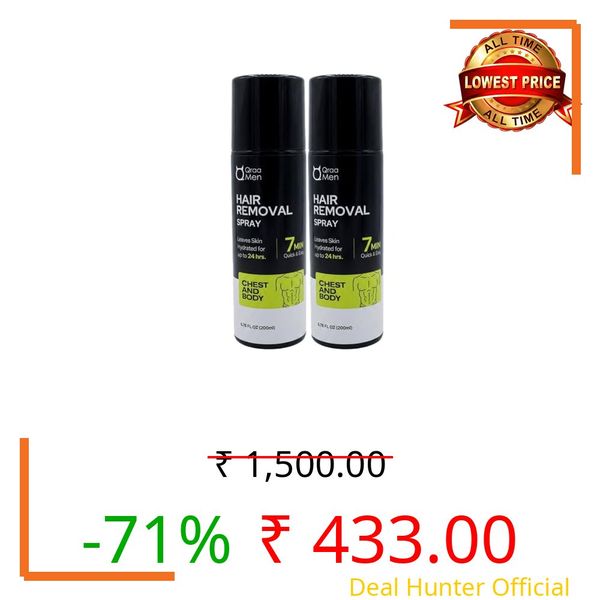 Qraa Men Hair Removal Cream Spray| Body Hair Removal Spray In 3-5 Minutes For Men| Painless Body Hair Removal Spray For Men's Chest, Back, Legs, Underarms Spray (2)