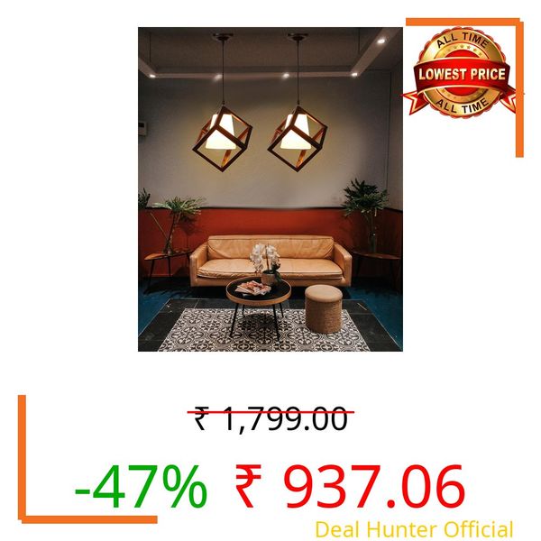 kinis KIN -Black Cube Milky PVC Glass Hanging Cube Style Hanging Lamp/Pendant Lamp/Ceiling Light to Décor Home/Living Room/Bedroom/Office/Dining/Cafe/Restaurants, Black, (Pack of 2, with Bulb)