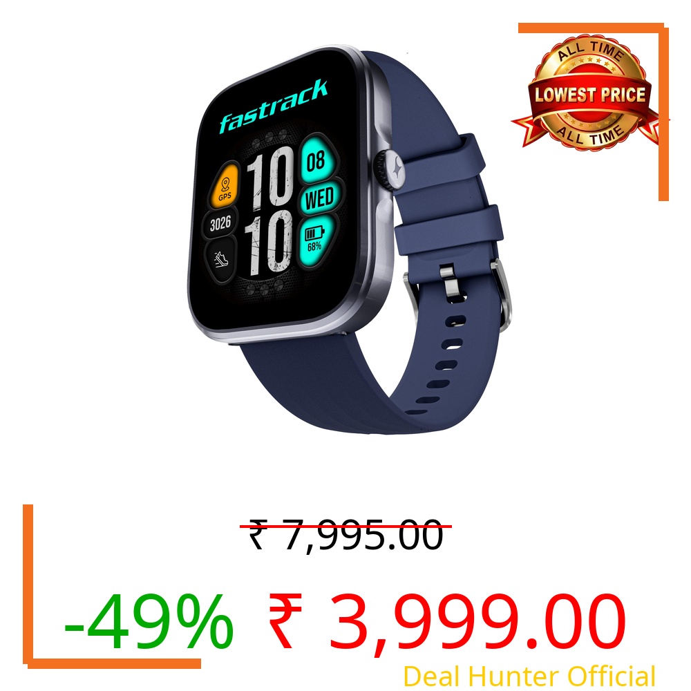 Fastrack Discovery Smart Watch, 4.9 CM AMOLED Display, SingleSync BT Calling, Built-in GPS, 100+ Multisport, Auto Recognition of Multisport, 5 Days Battery Life, 100+ Smartwatch Faces (Blue)