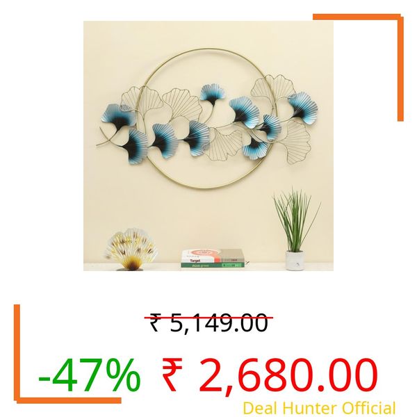 STREET CRAFT Metal Iron Modern Art Decor Multicolor Big Leaf Wall Hanging Frame Home Decoration Perfect for Living Room/Hotel/Restaurant/Bedroom/Drawing Room, 40 cm