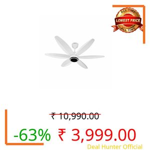 DIGISMART Aeros Hexa Premium series 1200 MM BLDC Motor Fan (28 W) 5 Star Rated|Remote| 6 Blade High Speed Motor Ceiling Fan come with 5 Years warranty (White) Pack of 1