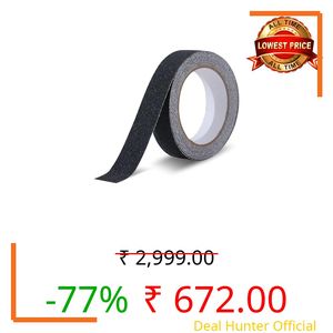 Robustt Anti Skid/AntiSlip Tape 5 Meter 25MM (Pack of 10) Fall Resistant with PET Material and Solvent Acrylic Adhesive Tape for Slippery Floors, Staircase, Ramps, Indoor, Outdoor Use - Black