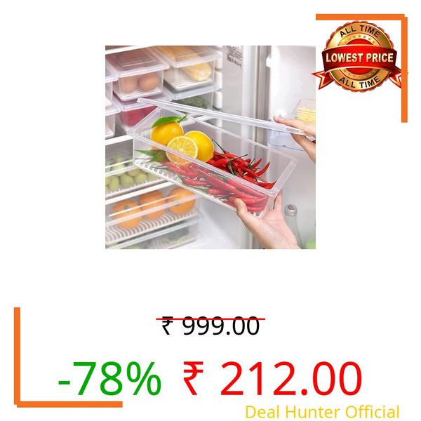 LEMBOSE Fridge Storage Containers, Fridge Organizer with Removable Drain Plate & Secure-Sealing Lids, Fridge Storage Boxes Keep Fruits, Vegetables Fresher, Container Box, 1500 ML (3)