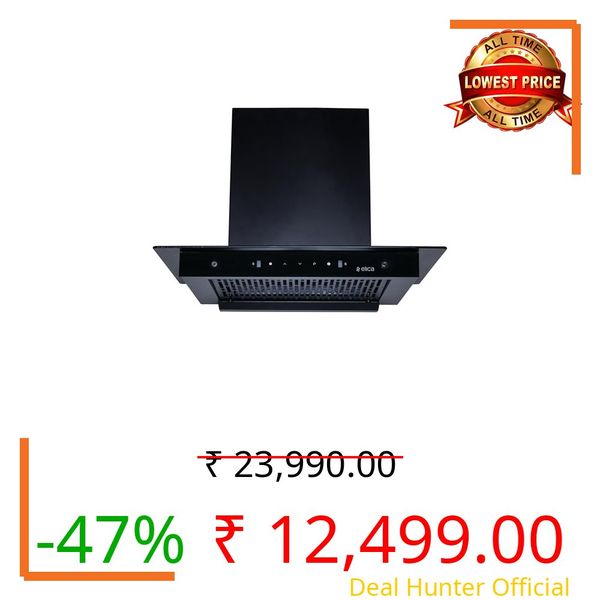 Elica 60cm 1500 m3/hr Filterless Autoclean Kitchen Chimney with 15 Years Motor WARR & 5 Years Comprehensive | FLAT FL 600 HAC LTW MS NERO | Black | Touch + Motion Sensor Control