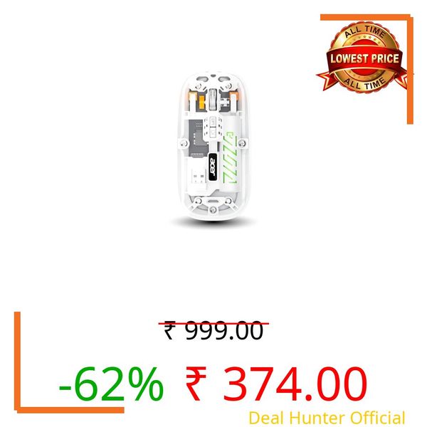 Acer Clearview Transparent Wireless & Bluetooth Rechargeable Mouse, USB Receiver, LED Colors, Bluetooth 2.4G Mini Lightweight Design for Office/PC/Mac/Laptop/Apple/ipad (White)