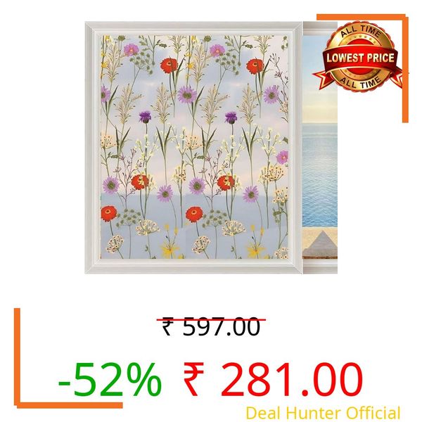 WOO Home Frosted Glass Window Film & Stickers (12 X 84 inch) Privacy Window Cover for Glass Window & Glass Door - Easy Apply, Removable Decorative Film (Frosted Cross Bamboo Film | 1 X 7 SQFT)