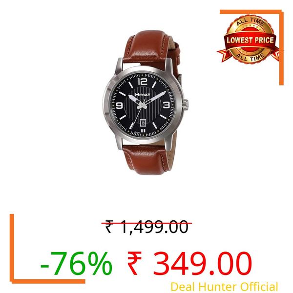 HMXT-93 Bold Black Brunette Brown Date Series Classic, Attractive, Professional, top-trendy and stylish Water Resistant Analog Watches for Men/Boys for office, school use, Elegance and Exceptional Performance| Fashionable- Perfectly Suited for Every Occasion, from Casual to Formal Wear