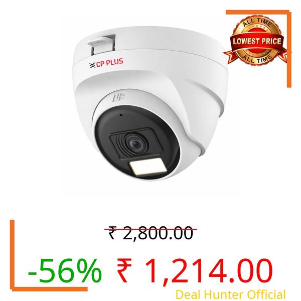 CP-Plus DC24PL3C-L 2.4MP HD Dual Light Hybrid Illumax Full Color-On-Motion IR Dome Security Camera | 3.6 mm Fixed Lens | Illumination Range of 30 Mtrs, IP67- CP-URC-DC24PL3C-L